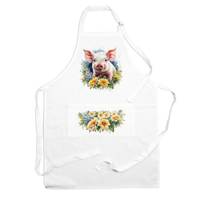 Purely Home Farm Animals & Flowers Piglet ApronFloral Gifts For HerCooking & Baking from B&Q