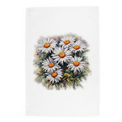 Purely Home Daisies Tea TowelPanama Cotton Dish Cloth Kitchen Gift For Flower Lovers from B&Q