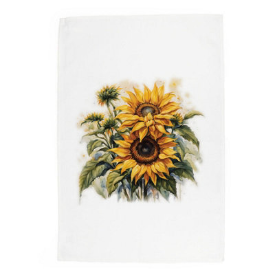Purely Home Sunflowers Tea Towel- Panama Cotton Dish Cloth Kitchen Gift For Flower Lovers from B&Q