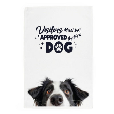 Purely Home Border Collie Tea Towel Panama Cotton Novelty Kitchen Gift For Dog Lovers from B&Q