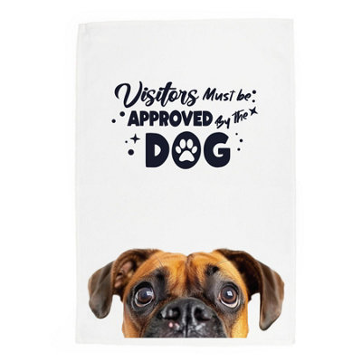 Purely Home Boxer Dog Tea Towel Panama Cotton Novelty Kitchen Gift For Dog Lovers from B&Q