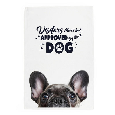 Purely Home Frenchie Tea Towel Panama Cotton Novelty Kitchen Gift For Dog Lovers from B&Q