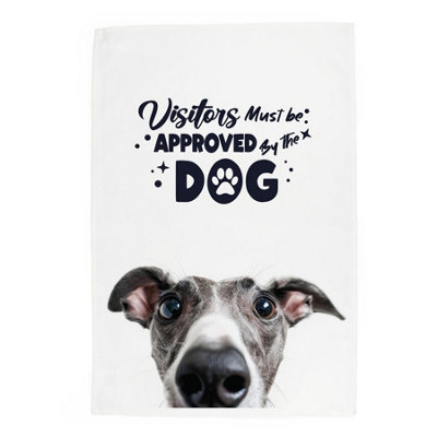 Purely Home Whippet Tea Towel Panama Cotton Novelty Kitchen Gift For Dog Lovers from B&Q