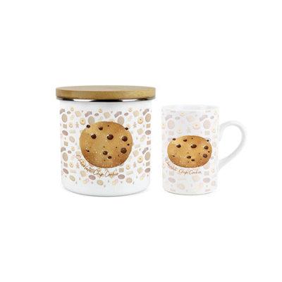 Purely Home Chocolate Chip Cookie Mug & Canister Gift SetNovelty Gifts For FoodiesCeramic Mug & Enamel Biscuit Tin/cookie Jar Present from B&Q