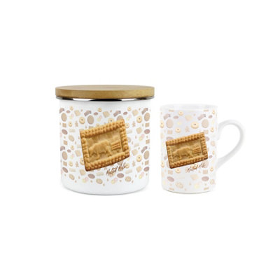Purely Home Malted Milk Mug & Canister Gift SetNovelty Gifts For FoodiesCeramic Mug & Enamel Biscuit Tin/cookie Jar Present from B&Q
