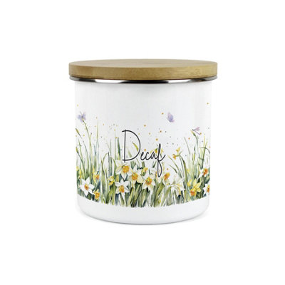 Purely Home Spring Daffodils Decaf CanisterFloral Nature Metal/enamel Hot Drinks Storage Container Jar from B&Q