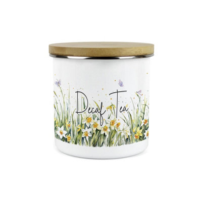 Purely Home - Daffodils - Decaf Tea Canister - Kitchen Storage Jar (Large) Black