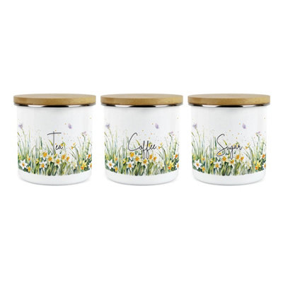 Purely HomeDaffodilsTeaCoffee & Sugar Canisters Kitchen Storage Jars (Large) from B&Q