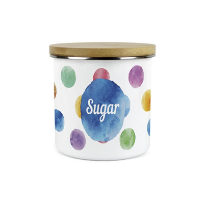 Purely Home Polka Dots Sugar Storage Canister - Multicoloured Spotty Housewarming Homewares Presents - Metal/Enamel Tea Refreshments Storage Container Kitchen Gift - Image 4