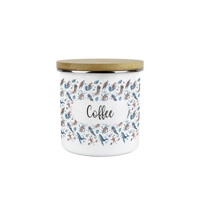 Purely Home Sea Art Coffee Storage CanisterCoastal Creatures Sea Animals Homewares PresentsEnamel Storage Container Kitchen Gifts from B&Q