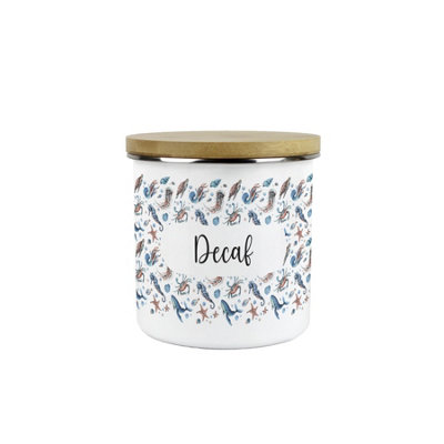 Purely Home Sea Art Decaf Storage CanisterCoastal Creatures Sea Animals Homewares PresentsEnamel Storage Container Kitchen Gifts from B&Q