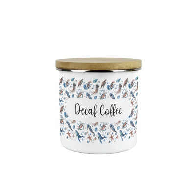 Purely Home Sea Art Decaf Coffee Storage CanisterCoastal Creatures Sea Animals Homewares PresentsEnamel Storage Container Kitchen Gifts from B&Q