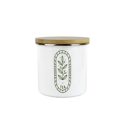 Purely Home Boho Minimalist Tea Storage CanisterSimplistic Floral Kitchen Decor GiftMetal/enamel Hot Drinks Storage Container from B&Q