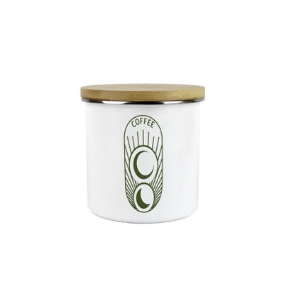 B&Q -  Boho Minimalist Coffee Storage CanisterSimplistic Floral Kitchen Decor GiftMetal/enamel Hot Drinks Storage Container