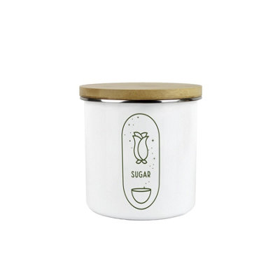 Purely Home Boho Minimalist Sugar Storage CanisterSimplistic Floral Kitchen Decor GiftMetal/enamel Hot Drinks Storage Container from B&Q