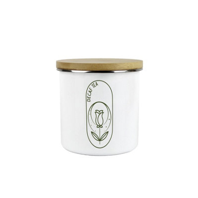 Purely Home Boho Minimalist Decaf Tea Storage CanisterSimplistic Floral Kitchen Decor GiftMetal/enamel Hot Drinks Storage Container from B&Q
