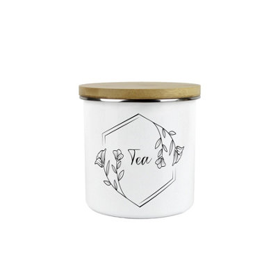 Purely Home Floral Border Tea Storage CanisterMinimalist Kitchen Decor GiftMetal/enamel Hot Drinks Storage Container from B&Q