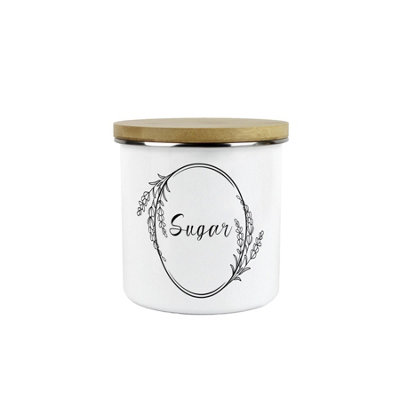 Purely Home Floral Border Sugar Storage CanisterMinimalist Kitchen Decor GiftMetal/enamel Hot Drinks Storage Container from B&Q