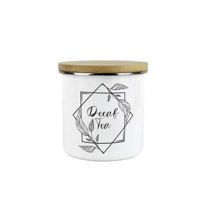 Purely Home Floral Border Decaf Tea Storage CanisterMinimalist Kitchen Decor GiftMetal/enamel Hot Drinks Storage Container from B&Q