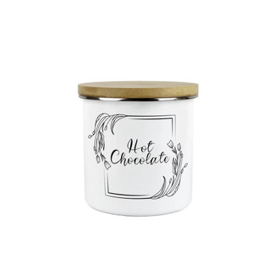 Purely Home Floral Border Hot Chocolate Storage CanisterMinimalist Kitchen Decor GiftMetal/enamel Hot Drinks Storage Container from B&Q