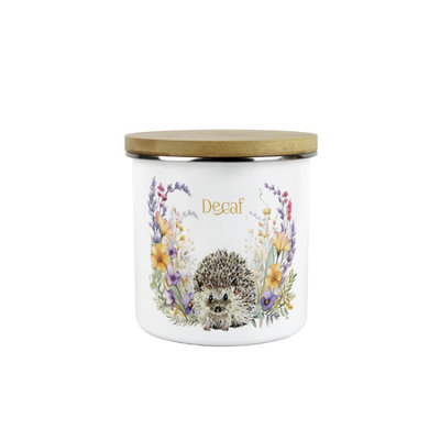 Purely Home Floral Hedgehog Decaf Storage CanisterWildlife Creatures & Foliage GiftsWhite Enamel Medium Kitchen Storage Container from B&Q