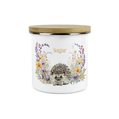Purely Home Floral Hedgehog Sugar Storage CanisterPretty Wildlife & Foliage GiftsLarge Enamel Hot Drinks Kitchen Storage Container from B&Q