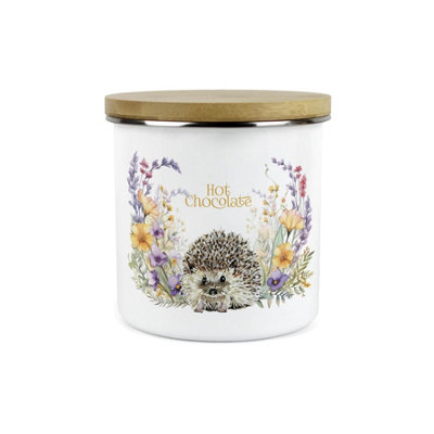 Purely Home Floral Hedgehog Hot Chocolate Storage CanisterPretty Wildlife & Foliage GiftsLarge Enamel Kitchen Storage Container from B&Q