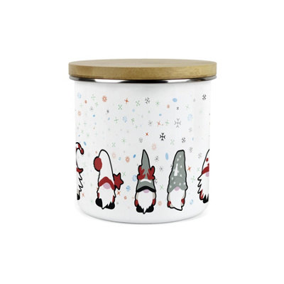 Purely Home Christmas Gonks Storage CanisterNovelty Festive Xmas Gnome Character GiftsWhite Enamel Food Storage Jar Container from B&Q