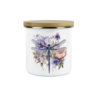Dragonfly Coffee Storage Canister - Purple Floral Container Kitchen Gifts - Image 3