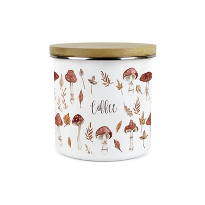 Watercolour Mushrooms Coffee Storage Canister - Autumnal Kitchen Container Gifts - Image 3