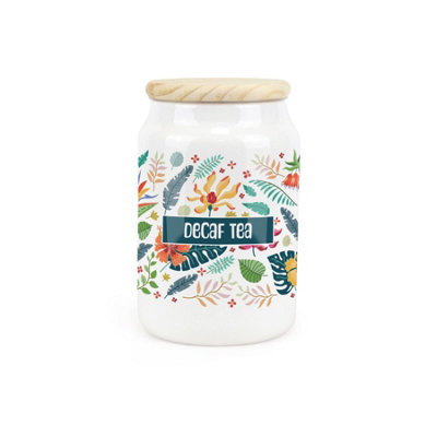 Purely HomeTropical FlowersDecaf Tea CanisterKitchen Storage Jar from B&Q