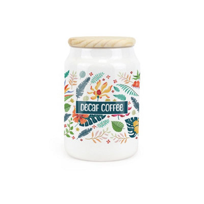 Purely HomeTropical FlowersDecaf Coffee CanisterKitchen Storage Jar from B&Q