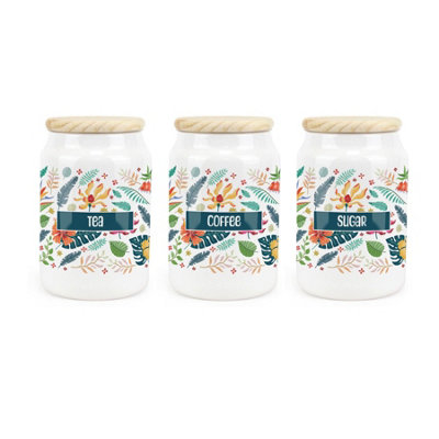 Purely HomeTropical FlowersTeaCoffee & Sugar CanisterKitchen Storage Jars from B&Q