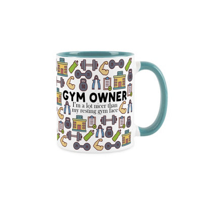 Purely Home Gym Owner MugHumourous Trades Funny Novelty GiftTea/coffee Hot Drinks Ceramic Blue Cup Present For Exercise Lovers from B&Q