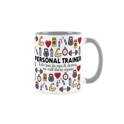 Purely Home Personal Trainer MugHumourous Gym Trades Funny Novelty GiftTea/coffee Hot Drinks Ceramic Grey Cup Present For Exercise Fans from B&Q