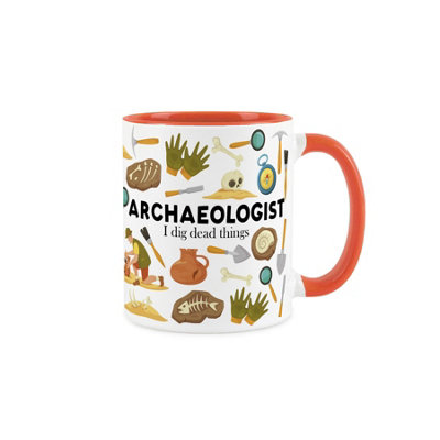 Purely Home Archeologist MugHumourous Dinosaur Excavation Trades Funny Novelty GiftTea/coffee Hot Drinks Orange Ceramic Cup Present from B&Q