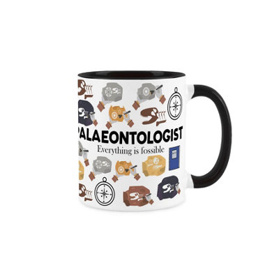 Purely Home Paleontologist MugHumourous Dinosaur Fossils Trades Funny Novelty GiftTea/coffee Hot Drinks Black Ceramic Cup Present from B&Q