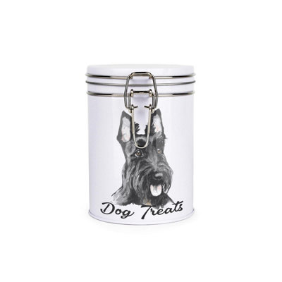 Purely Home Scottish Terrier Dog Treats Canister By Rhiannon ChaunceyMetal Clip Lid Food Storage Jar For Pet Food 700Ml from B&Q