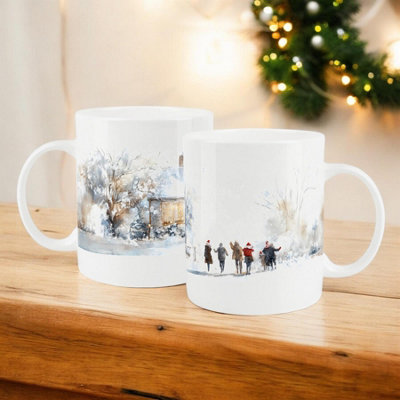 Purely Home Christmas House MugWinter Scenery Xmas Gift/present Bone China Cup from B&Q