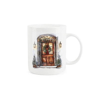 Purely Home Christmas Wreath MugWelcoming Home Front Door Xmas Gift Bone China Cup from B&Q