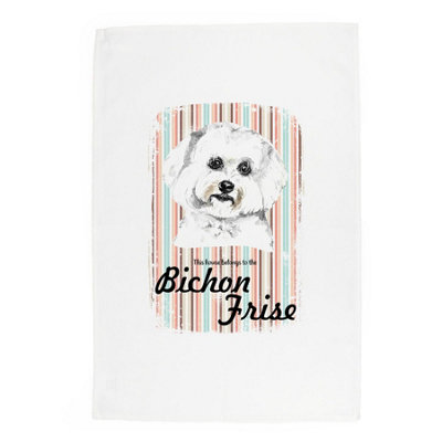 Purely Home Bichon Frise Tea TowelNovelty Dog Themed Gift Kitchen Linen/dish Cloth from B&Q