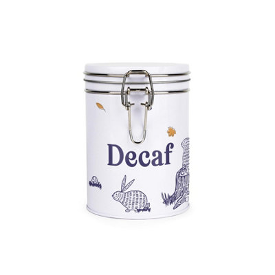 Purely Home Woodland Rabbits Decaf CanisterWhite Metal Clip Lid Kitchen Food Storage Jar/container 700Ml (13Cm X 9.5Cm) from B&Q