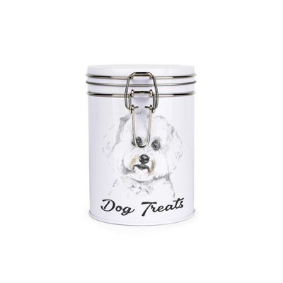 Purely Home Bishon Frise Dog Treats Canister By Rhiannon ChaunceyMetal Clip Lid Food Storage Jar For Pet Food 700Ml from B&Q