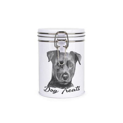 Purely Home Patterdale Terrier Dog Treats Canister By Rhiannon ChaunceyMetal Clip Lid Food Storage Jar For Pet Food 700Ml from B&Q
