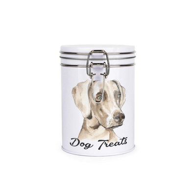 Purely Home Weimaraner Dog Treats Canister By Rhiannon ChaunceyMetal Clip Lid Food Storage Jar For Pet Food 700Ml from B&Q