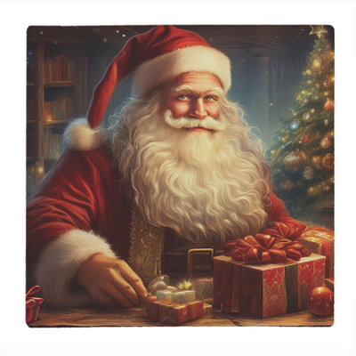 B&Q -  Santas Workshops Large Square Glass Worktop Protector Festive Chopping Board