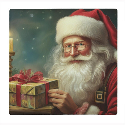 B&Q -  Santas Gift Large Square Glass Worktop Protector Festive Chopping Board