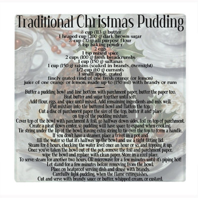 Purely Home Christmas Pudding Recipe Square Glass Worktop Protector Chopping Board from B&Q
