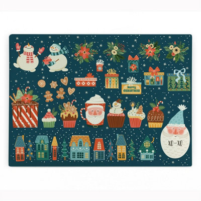Purely Home Christmas Medley Rectangular Glass Worktop ProtectorFestive Chopping Board from B&Q