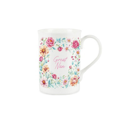 Purely Home Floral Great Nan MugPink Flowers Mothers Day PresentBone China Coffee/tea MugGifts For Great Nans from B&Q